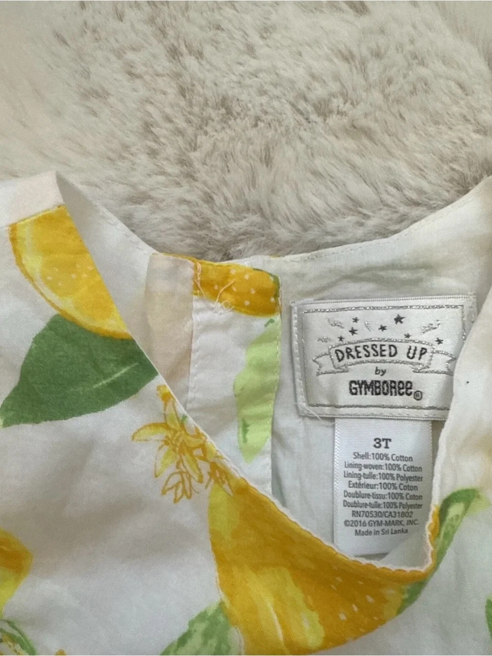 Gymboree Yellow Lemon-Print Dress with Yellow Bow size 3T
